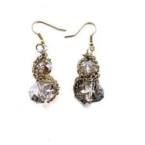 Droplet Gold Color Earring with Crystal beads